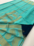 Vintage Semi Crepe Silk Saree with contrast butti blouse and mango border-Au15