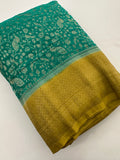Heavy Brocade FancyCrush Georgette Fancy Saree,, Contrast Blouses-JU23