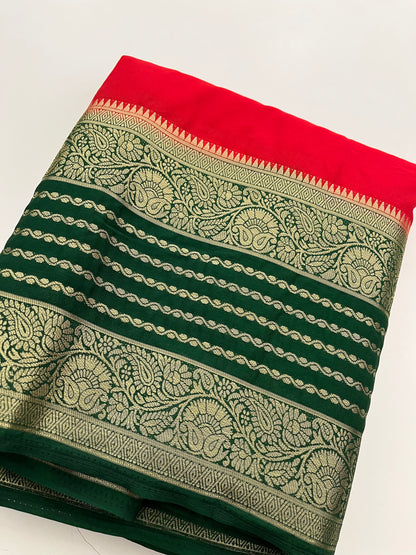 310 semi crape silk kaddi pallu