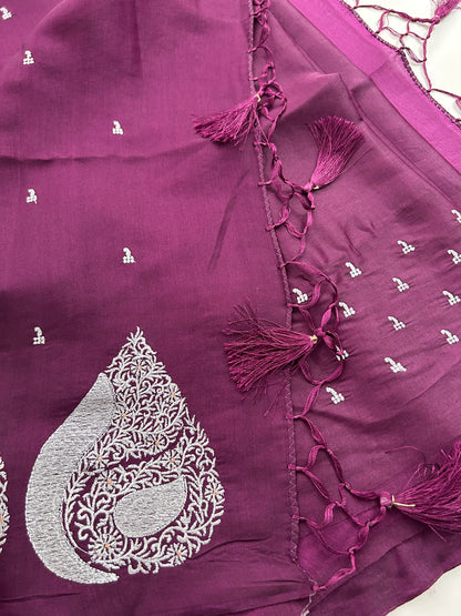 Dark Purple Butter silk Saree-DC712