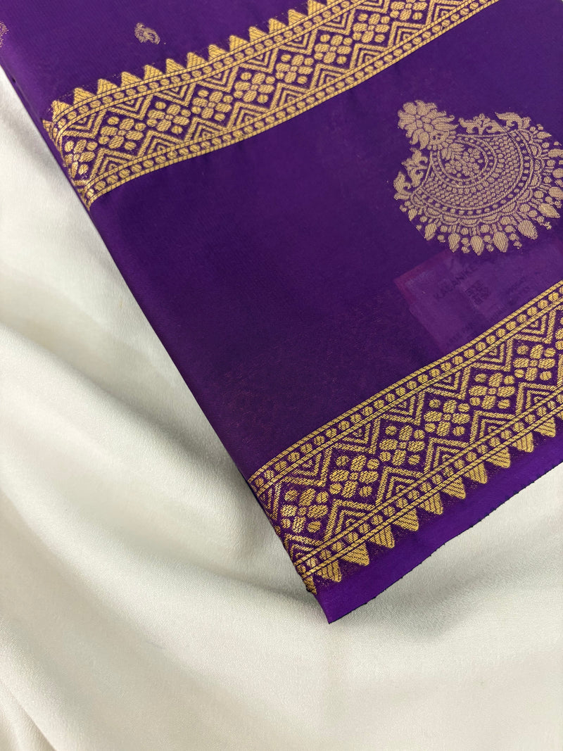 Purple Crepe Silk Saree with Bentex Jhumki Border and Small Butta JU26