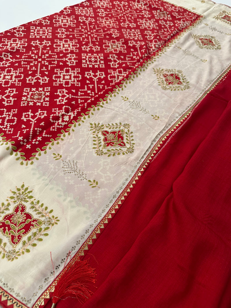 Patola Stone Work Fancy Saree-J30