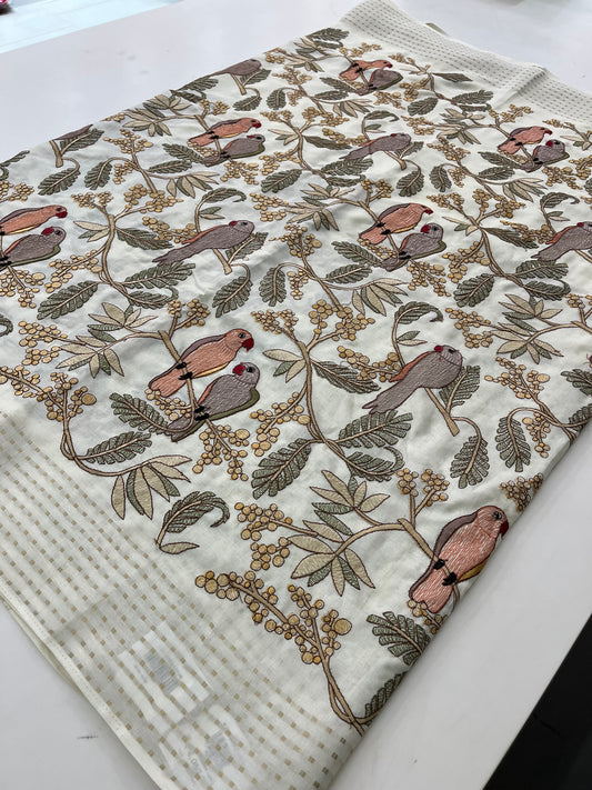 Pure Tussar Cotton Full Embroidery