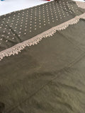 Venkatagiri fancy soft Linen Cotton sarees with self blouse and fancy Border and Butties all over 🌹-AU9