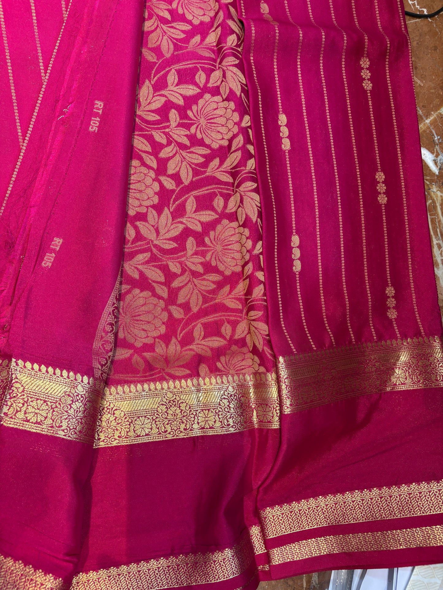 Rani Pink Semi Mysore Silk Saree-M102