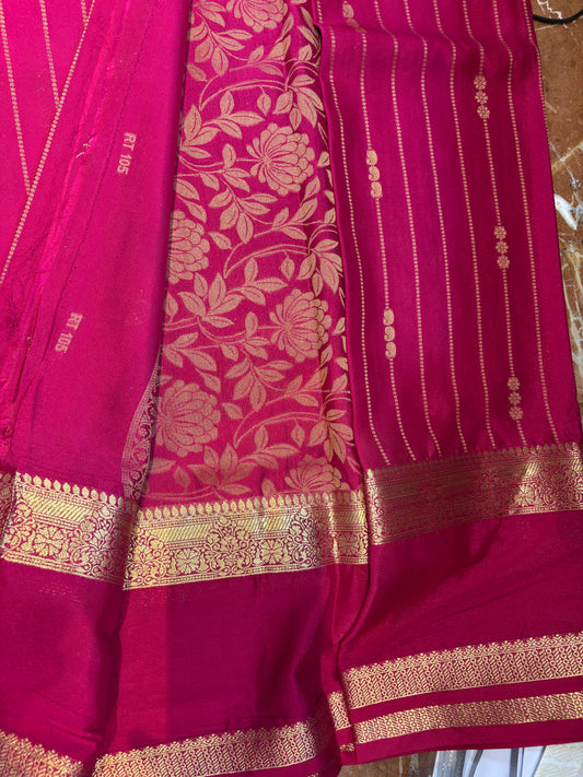 Rani Pink Semi Mysore Silk Saree-M102
