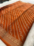 Premium Laser Chiffon Saree – Orange AU26