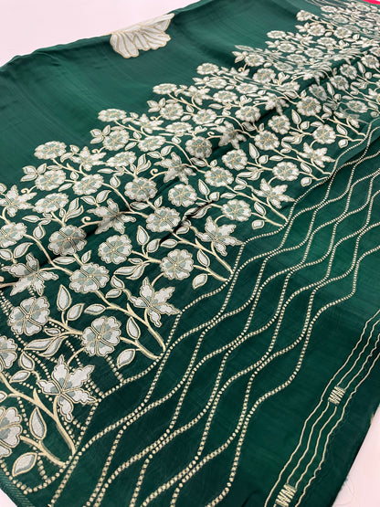 Chinnon Silk Premium Lily Green x Red-1121