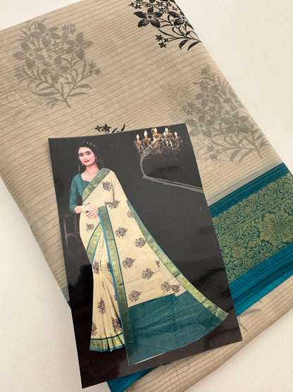 Fancy Cotton Chiffon Saree-J1