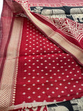 Black X Red Soft Printed Kalamkari Chanderi Saree