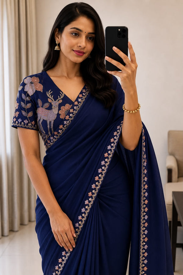 Rangoli silk  Saree with Multi Emrodiry sequins Work With Embroidery Beautiful blouse 😍