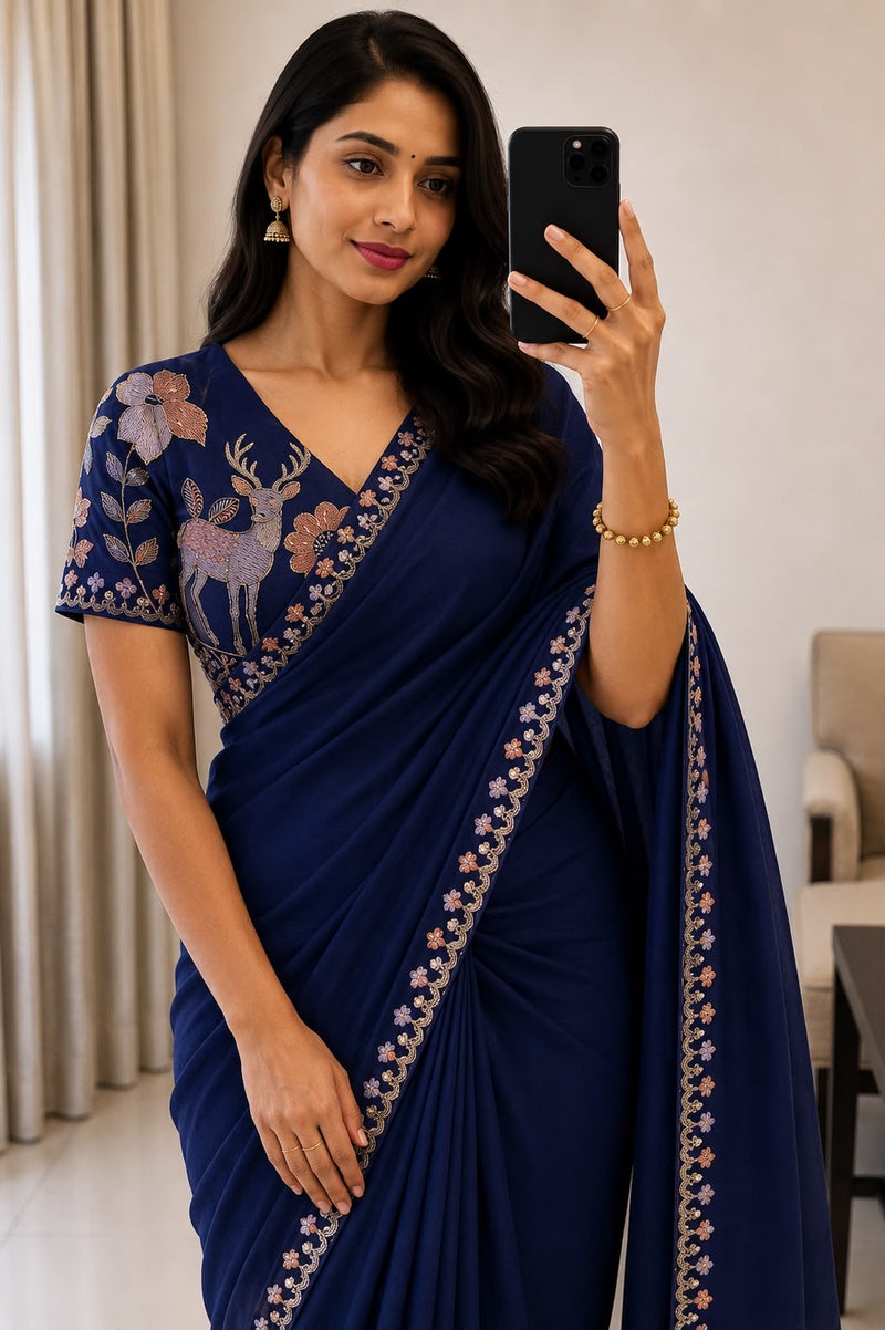 Rangoli silk  Saree with Multi Emrodiry sequins Work With Embroidery Beautiful blouse 😍