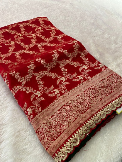 Banarasi Brocade Fancy scallop Border