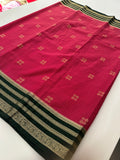 Semi Mysore Silk Checks Saree with Butta-AU16