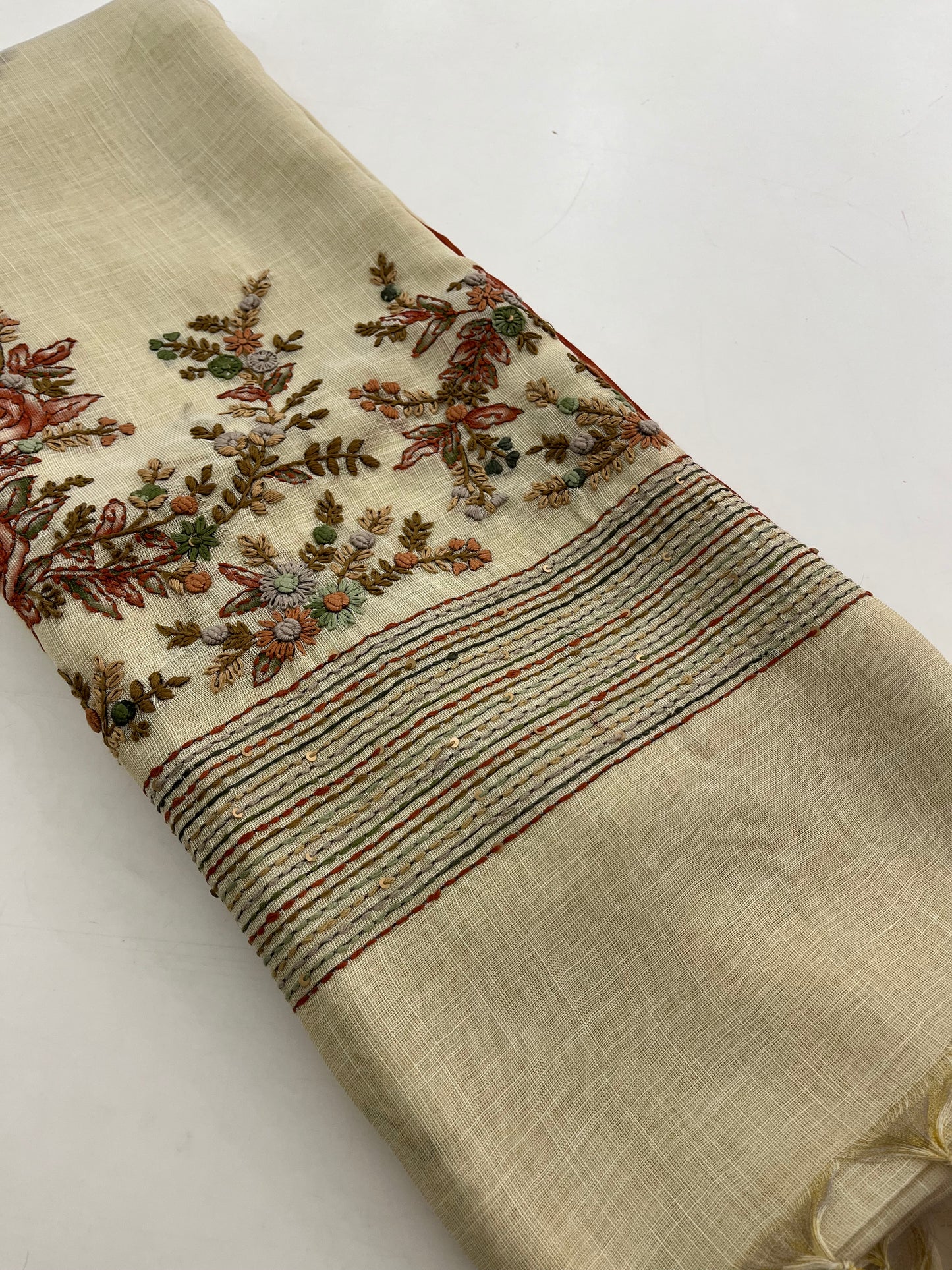 Linen designer embroidery