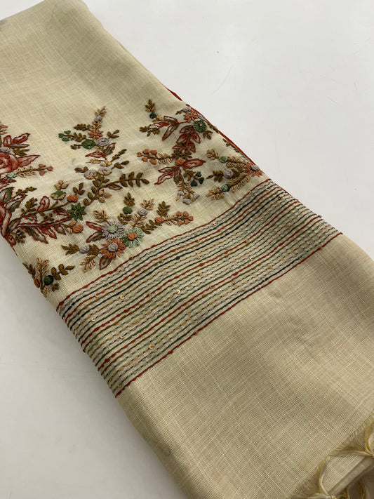Linen designer embroidery