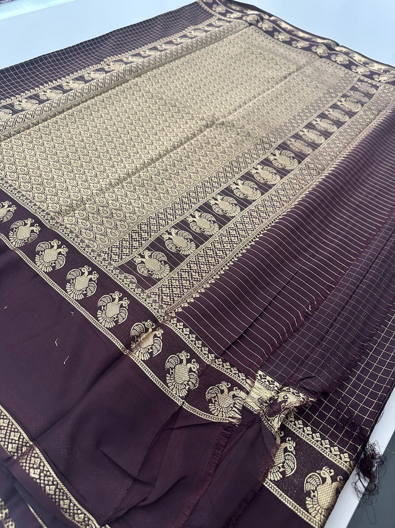 Fancy Checks Crape Silk Saree -M30