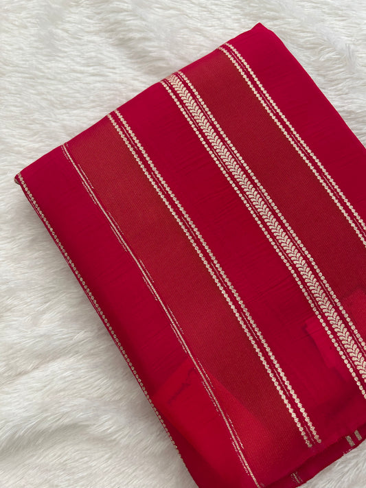 DESIGNER PARTYWEAR SAREE WITH CONTRAST BLOUSE-PINK X PURPLE