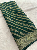 Premium Laser Chiffon Saree – Green AU26