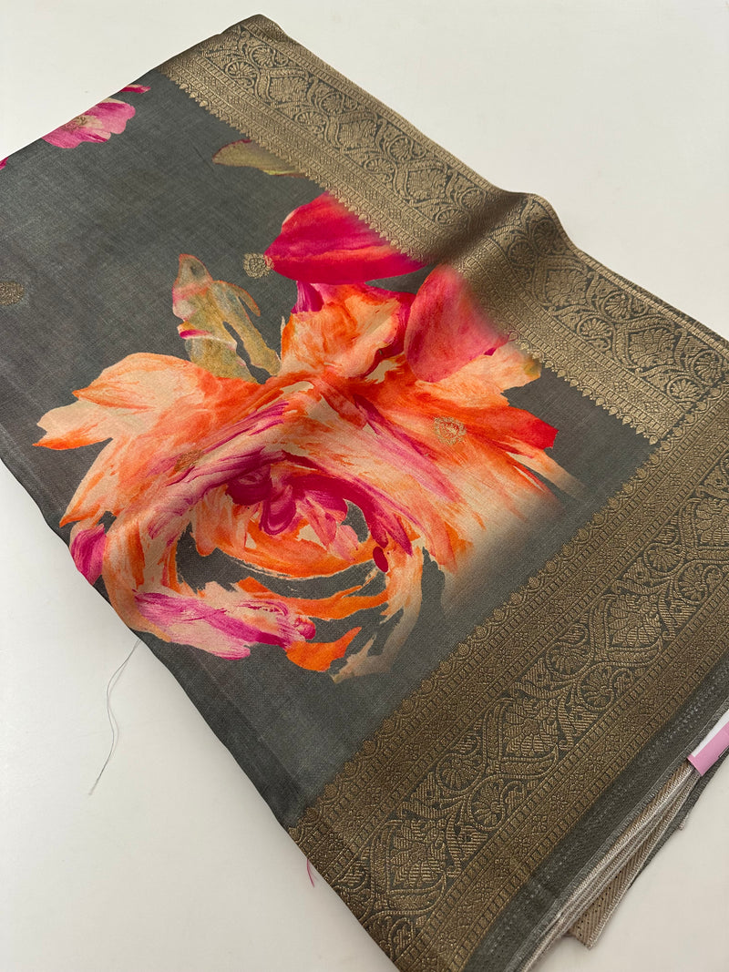 Viscose Digital Print Saree-J29