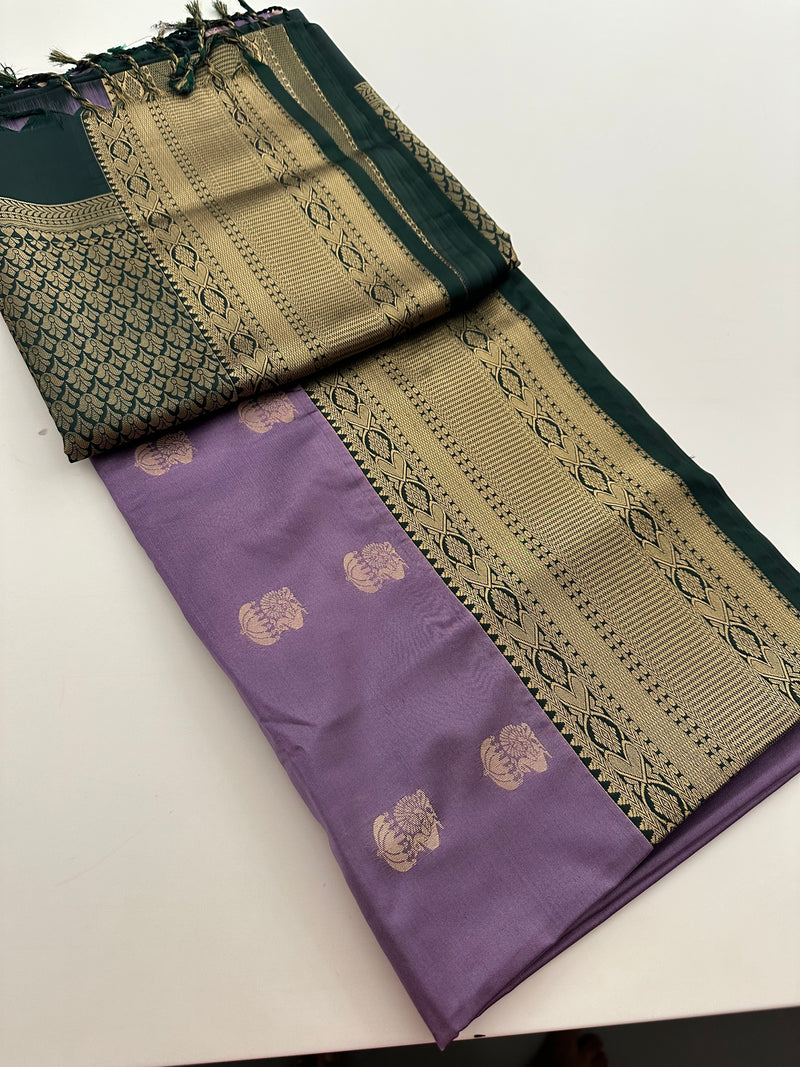 New Semi Soft silk Sarees From Kanchi in beatiful Borders-JU20