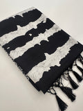 Black and White Tussar Printed Saree- JU28