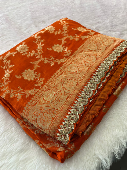 Banarasi Brocade Fancy scallop Border