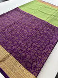 Pure 120GSM Mysore Crape Silk Sarees🌹 Silk Mark Certified 🦋
Comes in Golden Zari in Half Brocade Half Plaim Concept🌹-JU31