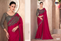 Partywear  Cherry Red Designer Saree