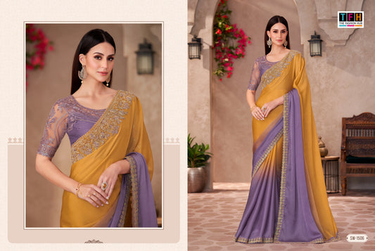 Partywear Shaded Yellow X Purple Designer Saree