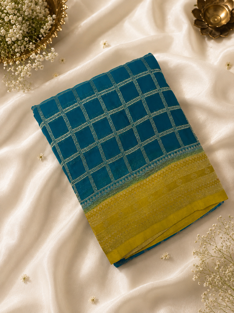 SAPPHIRE BLUE GEORGETTE SAREE-J17