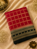 CHERRY RED GEORGETTE SAREE-J17