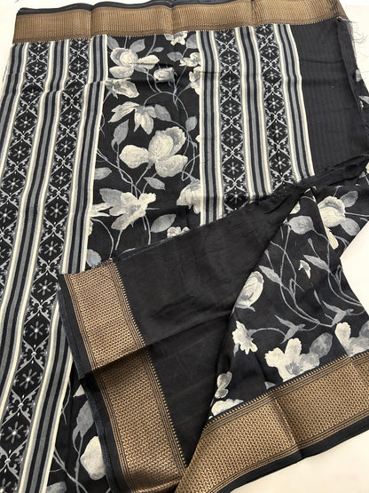 Black floral chiffon saree-BS101