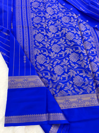 Ink Blue  Semi Mysore Silk Saree-J101