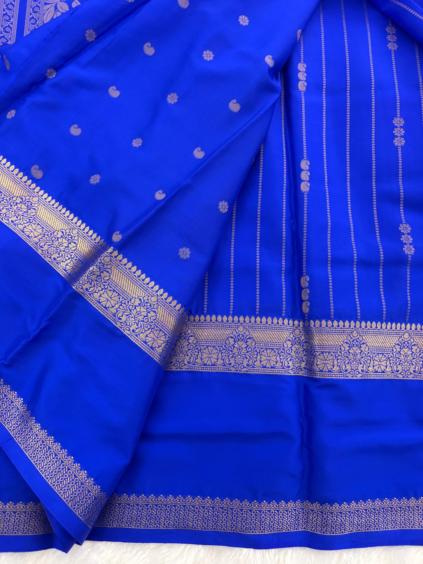 Ink Blue  Semi Mysore Silk Saree-J101