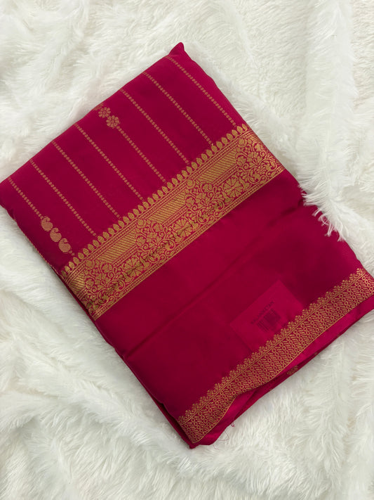 Rani Pink Semi Mysore Silk Saree-J105- 10 Days Dispatch