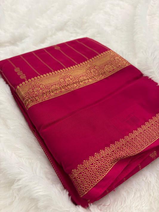 Rani Pink Semi Mysore Silk Saree-J105- 10 Days Dispatch