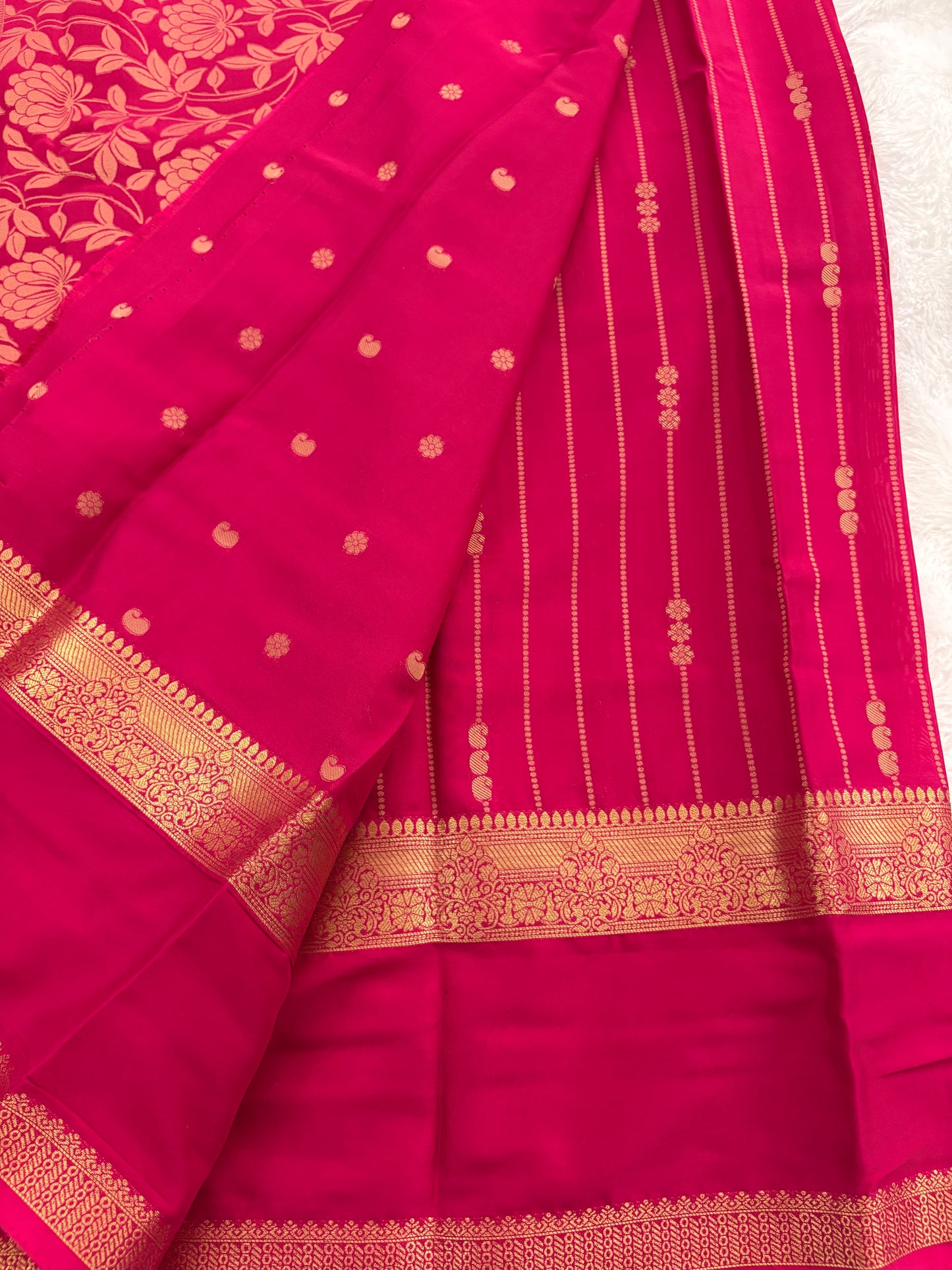 Rani Pink Semi Mysore Silk Saree-J105- 10 Days Dispatch