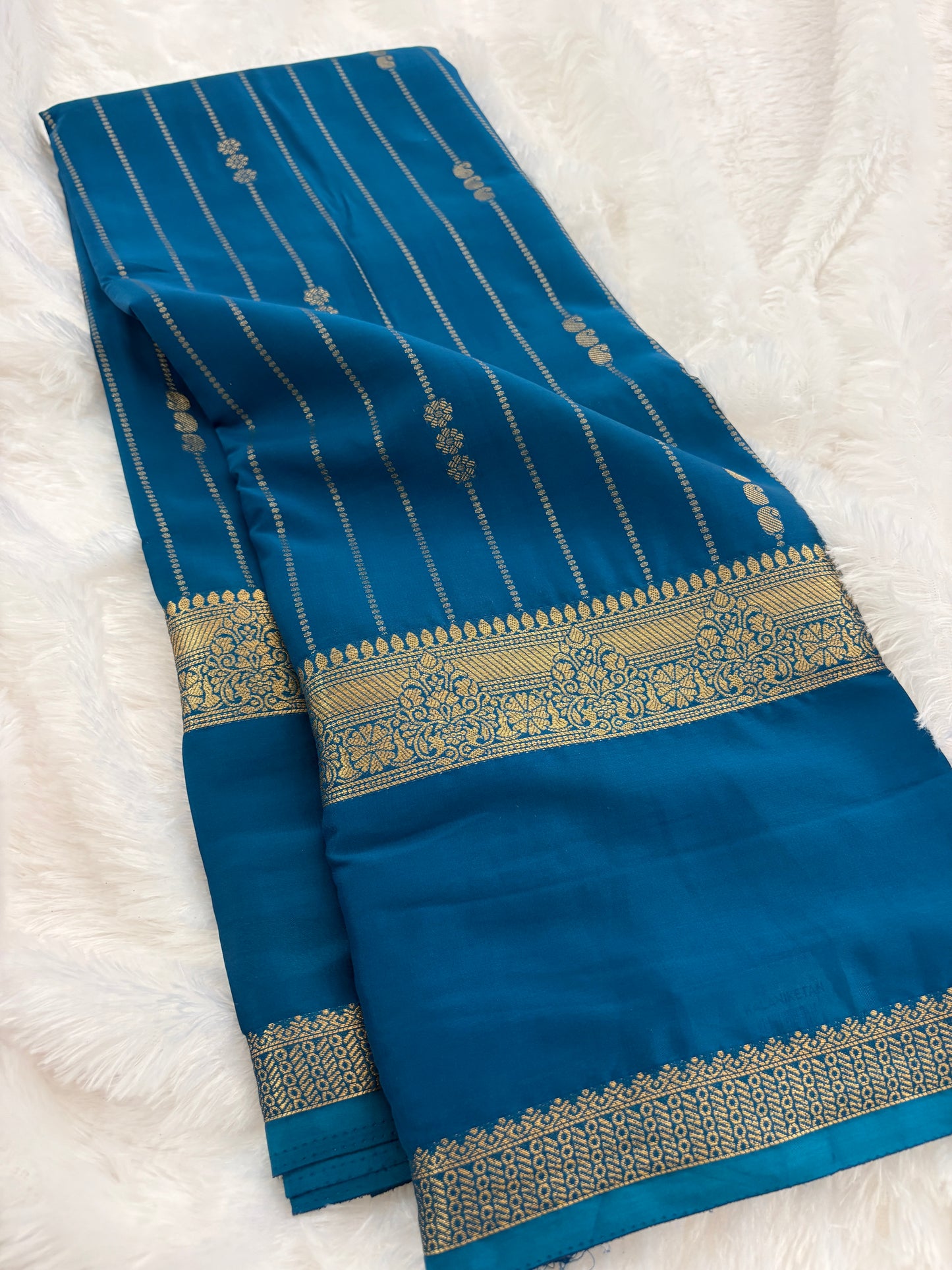 Peacock Blue  Semi Mysore Silk Saree-J103- 10 Days Dispatch