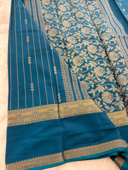 Peacock Blue  Semi Mysore Silk Saree-J103- 10 Days Dispatch