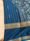 SEMI CREPE SILK SAREE-PEACOCK BLUE J211