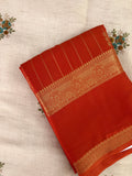 SEMI CREPE SILK SAREE-ORANGE J211