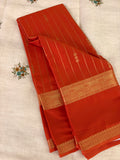 SEMI CREPE SILK SAREE-ORANGE J211