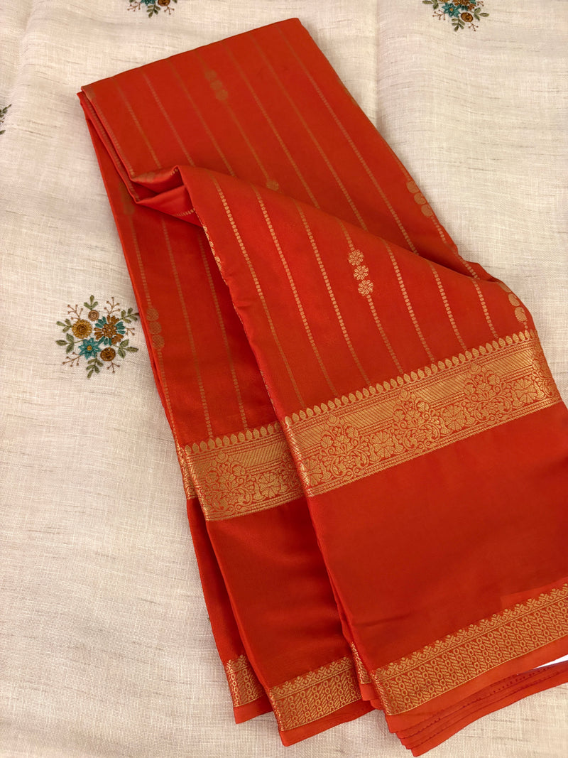 SEMI CREPE SILK SAREE-ORANGE J211