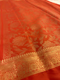 SEMI CREPE SILK SAREE-ORANGE J211