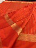 SEMI CREPE SILK SAREE-ORANGE J211
