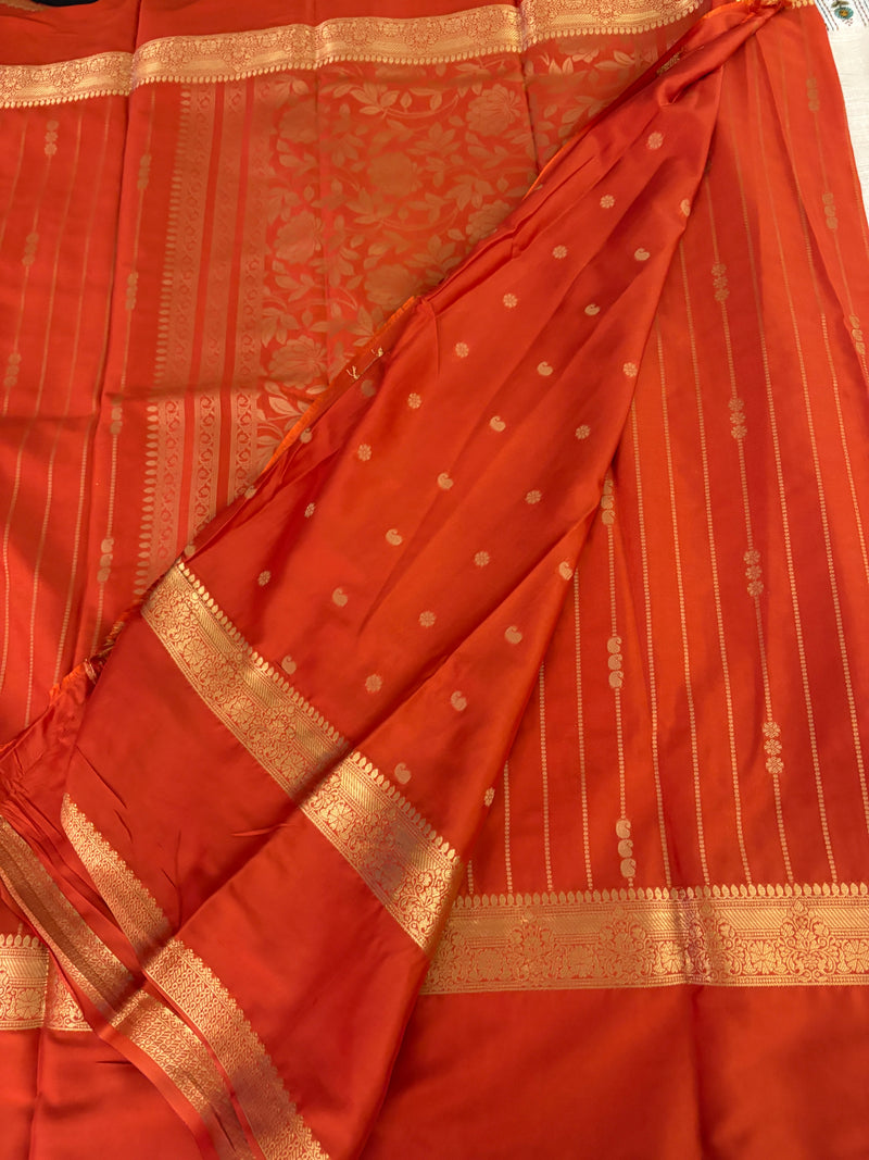 SEMI CREPE SILK SAREE-ORANGE J211