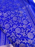 SEMI CREPE SILK SAREE-ROYAL BLUE J211