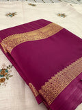 SEMI CREPE SILK SAREE-WINE J211