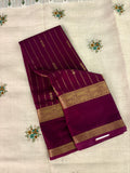 SEMI CREPE SILK SAREE-WINE J211